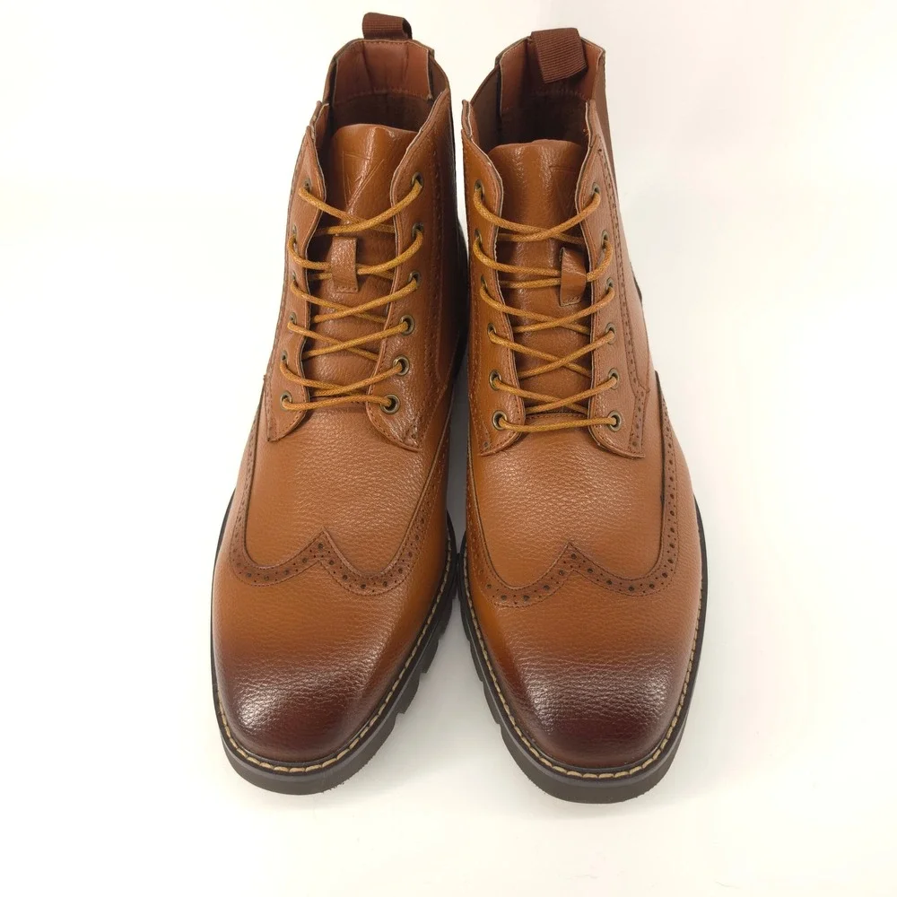 Vance Co Mens Bowman Boot Faux Leather Brown size 10.5 Wingtip ankle boot nwob